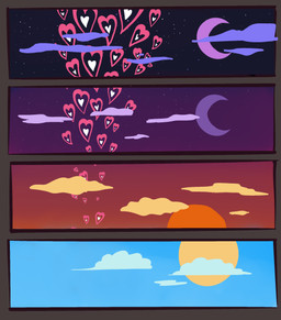 cloud day heart_symbol moon night not_furry passing_of_time simple_background sky star sunrise zero_pictured vanilla_candy unicorn_blood_(comic) comic hi_res