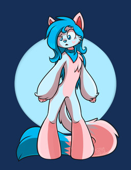 anthro blue_body blue_fur blue_hair blue_nose countershade_fur countershade_torso countershading female fluffy fluffy_tail fur hair kerchief kerchief_only long_hair long_tail mostly_nude neckerchief neckerchief_only neckwear pink_body pink_countershading pink_fur plantigrade pointy_ears prick_ears solo standing tail toony ezpups bani_(ezpups) domestic_cat felid feline felis mammal 2015 alpha_channel cel_shading digital_drawing_(artwork) digital_media_(artwork) hi_res shaded signature