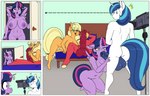 absurd_res anthro anthrofied appelknekten applejack_(mlp) balls bed big_breasts big_macintosh_(mlp) big_penis breasts brother_(lore) brother_and_sister_(lore) brother_penetrating_sister comic equid equine female friendship_is_magic furniture genitals group hasbro hi_res horn huge_breasts huge_penis incest_(lore) licking male male/female mammal my_little_pony mythological_creature mythological_equine mythology nude oral oral_penetration penetration penile penis penis_lick sex shining_armor_(mlp) sibling_(lore) sister_(lore) tongue tongue_out twilight_sparkle_(mlp) winged_unicorn wings