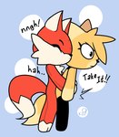 anthro duo female male male/female plushie young young_anthro young_female young_male krackdown9 candy_(krackdown9) yellow_jacket_(mrdegradation) animate_inanimate canid canine fox living_plushie mammal hi_res