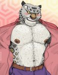 anthro barazoku blush body_hair chest_hair male muscular muscular_anthro muscular_male nipples solo tylerstark dreamworks kung_fu_panda tai_lung_(kung_fu_panda) felid mammal pantherine snow_leopard hi_res