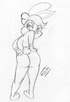 aged_down anthro butt female solo toddler young young_anthro reddragonkan baby_looney_tunes looney_tunes warner_brothers lola_bunny lagomorph leporid mammal rabbit monochrome