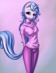 anthro biped bottomwear breasts clothed clothing female horn pants solo sweater topwear turtleneck prisma6 mythology melodia_(fafecalus) equid equine mammal mythological_creature mythological_equine unicorn hi_res