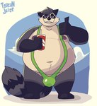 anthro belly big_belly black_nose bulge clothing cloud grey_body humanoid_hands male moobs navel nipples one-piece_swimsuit outside overweight overweight_male sling_bikini solo swimwear mangawoof mammal procyonid raccoon 2023 hi_res