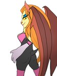 anthro boots breasts butt clothing cosplay female footwear gloves hair handwear shoes solo tail wings yellow_eyes unknown_artist disney gargoyles sega sonic_the_hedgehog_(series) maggie_reed_(gargoyles) rouge_the_bat felid mammal mutate_(gargoyles) 2013