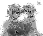 anthro armor breasts crossgender duo female female/female mtf_crossgender nipple_outline scar unknown_artist twokinds keith_keiser nickolai_alaric basitin mammal monochrome sketch