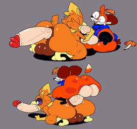 all_the_way_through anal anal_penetration anal_threading anthro anus balls beak big_butt bottomwear bottomwear_down butt clothed clothing duo equine_balls eyes_closed feet fellatio floating_tail freckles from_behind_position fungus genitals head_feathers hoodie humanoid_genitalia humanoid_penis long_penis male male/male mushroom neck_tuft oral oral_penetration oral_threading orange_body pants pants_down partially_clothed penetration penile penile_penetration penis penis_in_ass perching_position puffy_anus sex shortstack tail tail_tuft talons thick_thighs threaded_by_penis toes topwear tuft vein veiny_penis wide_eyed superiorfox nintendo pokemon soups_(superiorfox) torchy canid canine fox generation_3_pokemon mammal pokemon_(species) torchic