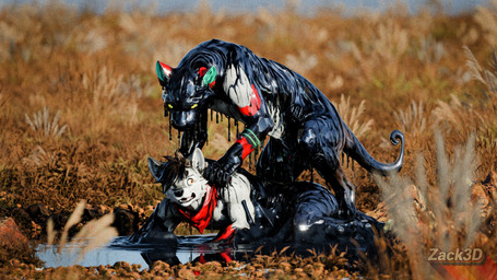 anthro duo goo_transformation latex liquid_latex male outside transformation zack3d zack_(zack3d) canid canine canis felid goo_creature mammal pantherine wolf 16:9 3d_(artwork) 4k absurd_res digital_media_(artwork) hi_res widescreen