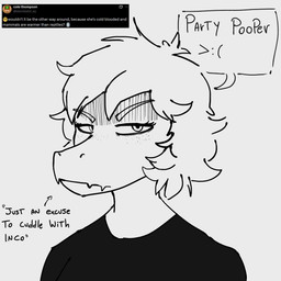 annoyed anthro biped black_clothing black_shirt black_topwear clothed clothed_anthro clothed_female clothing dialogue emoji emoticon eyelashes female freckled_face freckles frown hair half-closed_eyes long_eyelashes looking_at_viewer narrowed_eyes screencap shirt short_hair simple_background solo speech_bubble talking_to_viewer text topwear white_background lugerhk cavemanon_studios i_wani_hug_that_gator twitter olivia_halford baryonyx dinosaur prehistoric_species reptile saurischian scalie spinosaurid theropod 1:1 2025 absurd_res black_and_white english_text hi_res monochrome
