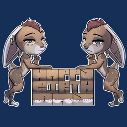 anthro birthday blue_eyes brown_body convenient_censorship duo ear_piercing ear_ring ears_down facial_piercing female fur hair hand_on_face hand_under_chin happy_birthday industrial_piercing leaning_on_object looking_at_viewer multicolored_body multicolored_fur multiple_piercings nose_piercing nose_ring nude nude_anthro piercing pivoted_ears raised_leg red_hair ring_piercing scut_tail short_tail side_view sign simple_background smile stripper tail text bear213 disney zootopia carys_(nebula1701) cerys_(nebula1701) fan_character lagomorph leporid mammal rabbit 2024 colored english_text sibling_(lore) sister_(lore) sisters_(lore) twins_(lore)