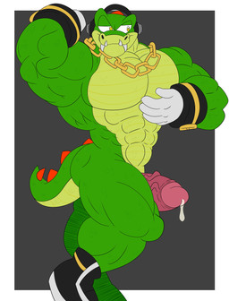 anthro bodily_fluids chain_necklace cum electronics genital_fluids genitals gold_(metal) gold_jewelry gold_necklace headphones jewelry male muscular muscular_anthro muscular_male necklace pecs penis solo okrizo831 sega sonic_the_hedgehog_(series) vector_the_crocodile crocodile crocodilian reptile scalie 2019 absurd_res digital_media_(artwork) hi_res