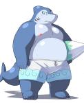 anthro belly blush clothing eyewear glasses male moobs nipples overweight overweight_anthro overweight_male simple_background solo surfboard swimwear vehicle watercraft white_background ayame42612 fish marine shark 2014