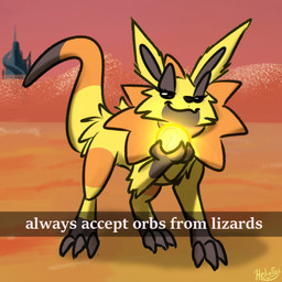 desert electric electricity female feral fur fusion orb pokemon_fusion simple_background solo tail text conditional_dnp heliofox nintendo pokemon tesla_(heliofox) canid canine canis eeveelution generation_1_pokemon generation_6_pokemon heliolisk hybrid jolteon lizard mammal pokemon_(species) reptile scalie digital_media_(artwork) english_text hi_res meme