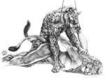 anal animal_genitalia animal_penis anthro bdsm bondage bound dominant dominant_male duo erection feline_genitalia feline_penis genitals happy lying male male/male male_penetrated male_penetrating male_penetrating_male on_front penetration penis rope sex simple_background submissive submissive_male tail white_background wince blotch felid hyena lion mammal pantherine spotted_hyena monochrome