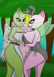 absurd_res anthro belly big_breasts big_butt black_clothing black_leotard blue_eyes breast_squish breasts bunny_costume butt celebi clothed clothed/nude clothing costume cuddling dress embrace fake_ears fake_rabbit_ears feathered_wings feathers female female/female forest generation_1_pokemon generation_2_pokemon green_body green_eyes group group_sex hi_res hug insect_wings larger_female legendary_pokemon leotard male male/female mew_(pokemon) moopsart navel nintendo nude pink_body plant pokemon pokemon_(species) public public_exposure public_nudity sandwich_position sex shiny_pokemon short_male size_difference skimpy sky smaller_male squish tall_female thick_thighs tree trio white_clothing white_dress wings
