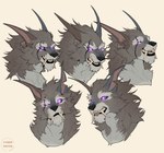 anthro male solo cyberhound blizzard_entertainment warcraft fan_character canid mammal werecanid werecreature worgen adobe_photoshop_(artwork) digital_media_(artwork) expression_sheet headshot_portrait hi_res portrait