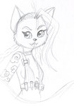 bra bullet clothing eyelashes fangs female open_mouth teeth underwear selinatc league_of_legends riot_games tencent jinx_(lol) domestic_cat felid feline felis mammal 2019 sketch traditional_media_(artwork)