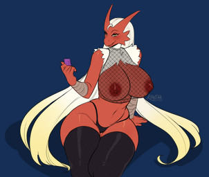 anthro areola biped breasts clothed clothed_anthro clothed_female clothing crop_top female fingers fishnet_clothing front_view fur hair huge_hips huge_thighs legwear looking_at_viewer navel nipples shirt sitting small_waist smile solo thick_thighs thigh_highs topwear wide_hips kittydee nintendo pokemon blaziken generation_3_pokemon pokemon_(species) 2026 alpha_channel digital_drawing_(artwork) digital_media_(artwork)