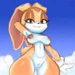 aged_up anthro breasts cloud female genitals medium_breasts nipples orange_eyes pussy simple_background smile solo standing thick_thighs thigh_gap shazy_(artist) third-party_edit xylas sega sonic_the_hedgehog_(series) cream_the_rabbit lagomorph leporid mammal rabbit 1:1