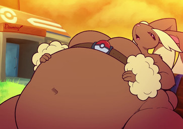 air_inflation anthro belly belly_expansion belt belt_buckle big_belly big_breasts bloated breasts brown_body brown_fur buckle burp_cloud burping expansion female fur gas_buildup huge_belly hyper hyper_belly imminent_explosion inflation navel navel_popping obese obese_anthro obese_female open_mouth outie_navel overweight overweight_anthro overweight_female pokemon_center rumbling_stomach solo sound_effects stuffing tongue dawmino nintendo pokemon generation_4_pokemon lagomorph lopunny mammal pokemon_(species) 2026 2d_animation animated digital_media_(artwork) frame_by_frame short_playtime sound video