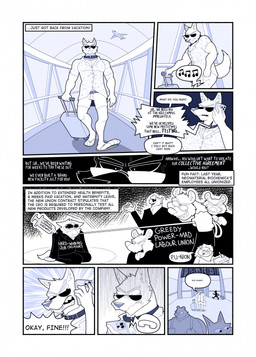 aloha_shirt anthro belt bottomwear cellphone ceo choker clothed clothed_anthro clothed_male clothing collar collar_tag dialogue electronics eyewear footwear fully_clothed fully_clothed_anthro fully_clothed_male glasses holding_cellphone holding_object holding_phone holding_smartphone jewelry labour laugh leash male necklace open_mouth pattern_clothing pattern_shirt pattern_topwear phone profanity ringing_phone sandals scientist sharp_teeth shirt shoes shorts smartphone speech_bubble suitcase sunglasses syringe teeth text text_box topwear wearing_glasses wearing_sunglasses yelling ruffythelion union cobalt_giovanola bear canid canine canis hyena mammal wolf 2025 comic english_text hi_res multiple_scenes