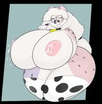 animal_print anthro areola big_breasts bodily_fluids breast_milking breasts cow_print cow_stockings cowbell eyewear female fur glasses hair huge_breasts hyper hyper_breasts lactating milk nerd nipples pink_areola pink_nipples sitting solo thick_thighs toony white_body white_fur white_hair raccoonuki nova_(novalynx) calico_cat domestic_cat felid feline felis mammal absurd_res alpha_channel hi_res sketch