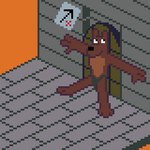 1:1 animated anthro arrow_sign bottomwear breath brick_floor brick_wall canid canine canis clothed clothing digital_media_(artwork) docked_tail domestic_dog door door_slam humor kawa_kir_(artist) loincloth loincloth_only male mammal panting pawpads pinscher pinscher_(pinscher_5d) pinscher_5d pixel_(artwork) pixel_animation scared short_playtime short_tail sign snout solo tail topless wall_(structure) wide_eyed wood wood_door x_sign