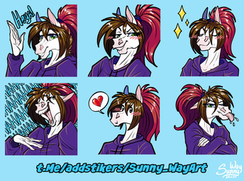 anthro bleh blowing_raspberries bodily_fluids cheeky female love making_faces mocking open_mouth pack sticker taunting teasing telegram_sticker tongue tongue_out sunny_way telegram sunny_way_(character) equid equine horse mammal hi_res multiple_images portrait