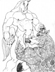 5_fingers abs anthro anthro_on_anthro balls biceps big_muscles duo erection fellatio fingers fur genitals hair horn interspecies kneeling male male/male male_penetrated male_penetrating male_penetrating_male markings musclegut muscular muscular_anthro muscular_male nipples nude oral oral_penetration ossicone pecs penetration penile penis sex slightly_chubby spots standing tail vein sudonym raffe equid equine giraffe giraffid horse mammal graphite_(artwork) monochrome sketch traditional_media_(artwork)