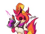 anthro eyewear female fire fur glasses kerchief red_body red_fur solo spray_paint_can conditional_dnp phlareox crimsoline_(phlareox) canid canine fox mammal red_fox true_fox 2024 4:3 hi_res