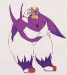 anthro beak belly big_breasts blue_eyes bottomwear breasts cleavage clothed clothing eyelashes eyewear female flame_pattern footwear glasses gloves hand_on_hip handwear headgear headkerchief headwear holding_eyewear holding_glasses holding_object huge_thighs jewelry kerchief leaning leaning_forward necklace obese obese_anthro obese_female one_eye_closed overweight overweight_anthro overweight_female pants purple_body round_glasses shoes simple_background smile solo standing tail thick_thighs tight_bottomwear tight_clothing tight_pants topwear tube_top white_background wide_hipped_female wide_hips wink kosmonius third-party_edit sega sonic_riders sonic_the_hedgehog_(series) wave_the_swallow avian bird hirundinid oscine passerine swallow_(bird) 2012 alternate_version_at_source color_edit colored full-length_portrait hi_res portrait traditional_media_(artwork)