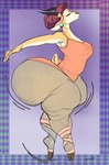 anthro ballerina ballet big_butt bottom_heavy breasts butt clothed clothing dancing eyelashes eyes_closed female horn huge_butt huge_thighs hyper hyper_butt motion_lines solo thick_thighs tiptoes pyredaemos antelope bovid gazelle mammal 2023 hi_res