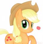 apple blonde_hair clothing cutie_mark female food freckles fruit fur green_eyes hair hat headgear headwear looking_at_viewer orange_body orange_fur plant simple_background solo white_background steffy-beff friendship_is_magic hasbro my_little_pony applejack_(mlp) earth_pony equid equine horse mammal pony hi_res