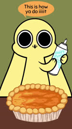 :3 ambiguous_gender big_ears big_eyes dairy_products dessert feral floppy_ears food fur furniture green_background holidays humor pastry paws pie pumpkin_pie screaming semi-anthro simple_background solo speech_bubble table text whipped_cream yellow_body yellow_fur kyrakupetsky sound_warning chikn_nuggit thanksgiving chikn_nuggit_(chikn_nuggit) canid canine canis domestic_dog mammal 2021 9:16 animated digital_media_(artwork) english_text hi_res short_playtime sound voice_acted webm male_(lore)