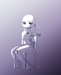 anthro chair clothed clothing female fully_clothed furniture light police police_uniform simple_background solo uniform dogear218 disney zootopia judy_hopps lagomorph leporid mammal rabbit 2021 lighting monochrome shaded signature