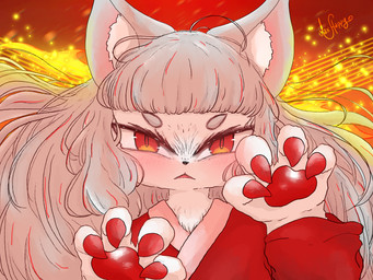 angry anthro asian_clothing circle_eyebrows claws clothing east_asian_clothing eyebrows female japanese_clothing kemono kimono pawpads red_claws red_clothing red_eyes red_kimono red_pawpads solo stare maxhappy the_fox_(maxhappy) canid canine fox mammal 4:3 absurd_res hi_res