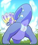 anus butt female female_feral feral genitals presenting presenting_hindquarters pussy quadruped rear_view solo tail nulloffset nintendo pokemon aurorus fossil_pokemon generation_6_pokemon pokemon_(species) scalie absurd_res hi_res