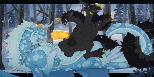 3_heads balls collar curling_tail flared_penis fluffy_tails fur genitals glowing glowing_genitalia glowing_penis horn horn_jewelry horn_ring jewelry knot multi_head penis ring_(jewelry) snow sundoggie tail transformation wings winter winter_coat shade_okami european_mythology greek_mythology mythology haloren lux_mori felkin hydra absurd_res hi_res huge_filesize