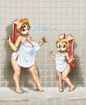 5_fingers 5_toes anthro barely_visible_nipples big_breasts breasts dipstick_ears duo ear_markings feet female fingers floor hair long_ears looking_at_viewer multicolored_ears nipples open_mouth orange_hair tile tile_floor tile_wall toes towel towel_only wall_(structure) young blu_rent sega sonic_the_hedgehog_(series) cream_the_rabbit vanilla_the_rabbit lagomorph leporid mammal rabbit absurd_res hi_res daughter_(lore) mother_(lore) mother_and_child_(lore) mother_and_daughter_(lore) parent_(lore) parent_and_child_(lore) parent_and_daughter_(lore)