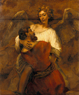 clothed clothing duo facial_hair feathered_wings feathers hair human_focus lips male not_furry realistic robe wings rembrandt angel angel_humanoid human humanoid mammal winged_humanoid 1659 17th_century absurd_res ancient_art formal_art hi_res oil_painting_(artwork) painting_(artwork) traditional_media_(artwork) traditional_painting_(artwork)