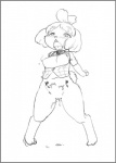 accessory ahegao anthro black_nose blush breasts clothing female fur genitals hair hair_accessory looking_pleasured nipples open_mouth orgasm pussy short_hair solo oohara_kyuutarou animal_crossing nintendo isabelle_(animal_crossing) canid canine canis domestic_dog mammal shih_tzu toy_dog monochrome