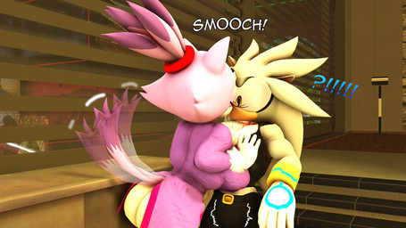 anthro big_breasts big_butt breasts bulge butt clothing detailed_bulge duo erection erection_under_clothing exclamation_point eyes_closed female genital_outline genitals kiss_on_lips kissing male motion_blur motion_lines onomatopoeia penis penis_outline question_mark sound_effects surprised tail tail_motion tailwag text throbbing throbbing_penis wide_eyed rocketspuff kabalmystic_(modeler) sega sonic_the_hedgehog_(series) blaze_the_cat silver_the_hedgehog domestic_cat eulipotyphlan felid feline felis hedgehog mammal 16:9 3d_(artwork) digital_media_(artwork) widescreen