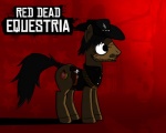 accessory clothing cowboy cowboy_hat feathers furgonomics gun hat headgear headwear holster male parody ranged_weapon solo stubble tail tail_accessory tailband weapon mietzu friendship_is_magic hasbro my_little_pony red_dead_(series) rockstar_games john_marston equid equine horse mammal pony 5:4 crossover