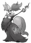 angry anthro breasts crossed_arms female fire grumpy looking_at_viewer medium_breasts pupils simple_background slit_pupils solo stick wide_hips sapphire-gale nintendo pokemon delphox generation_6_pokemon pokemon_(species) 2018 black_and_white hi_res monochrome