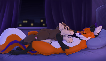 anthro bed bedroom black_markings blue_markings claws eyes_closed fur furniture lying male markings night nude on_back on_bed orange_body orange_fur pillow plushie smile snout solo white_body white_fur mimi-fox canid canine fox mammal colored digital_drawing_(artwork) digital_media_(artwork) hi_res shaded
