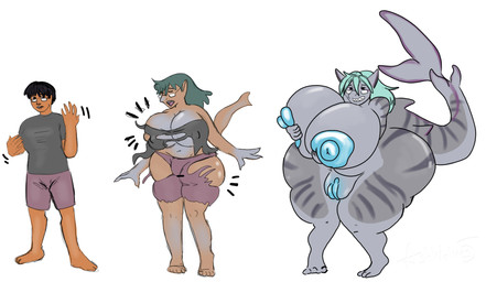 base_one_layout basic_sequence female gender_transformation genitals human_to_anthro linear_sequence male mtf_transformation one_row_layout solo species_transformation three_frame_image three_frame_sequence transformation transformation_sequence vulva ashwolves5 aquatic fish human mammal shark hi_res sequence