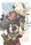 accessory anklet anthro arrows avian_feet beads beak blush clothed clothing coat cold duo eyes_closed feathers hair_accessory hair_beads holding_person hug jewelry male open_mouth open_smile outside plant quiver_(object) secret_stone secret_stone_of_wind sky smile snow topwear tree winged_arms wings young young_anthro young_male ivy_draws nintendo tears_of_the_kingdom the_legend_of_zelda link tulin_(tloz) avian humanoid hylian rito hi_res