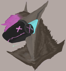 anthro machine male protogen_face protogen_visor solo aethygoob protogen bust_portrait hi_res painting_(artwork) portrait