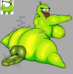 antennae_(anatomy) anthro areola balls bedroom_eyes big_balls big_breasts big_butt big_penis blue_eyes breasts butt eyelashes flexible genitals green_antennae green_areola green_body green_nipples grey_background gynomorph half-closed_eyes huge_butt intersex looking_at_viewer looking_back narrowed_eyes nipples penis rear_view seductive sharp_teeth simple_background solo splits spread_legs spreading stretching_legs teeth thick_thighs three-quarter_view tongue tongue_out vein veiny_penis kurtdraw cut_the_rope om_nelle alien nommie 2025 digital_media_(artwork) hi_res