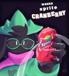 anthro beverage beverage_can black_background black_body black_fur clothing crushed_can eyewear fur glasses green_clothing green_eyewear green_glasses green_hat green_headwear hat headgear headwear liquid male pink_scarf robe scarf shaking simple_background soda solo spill spilled_drink spilling text bingbingo_(artist) deltarune sprite_(soda) sprite_cranberry undertale_(series) ralsei bovid caprine goat mammal absurd_res english_text hi_res meme